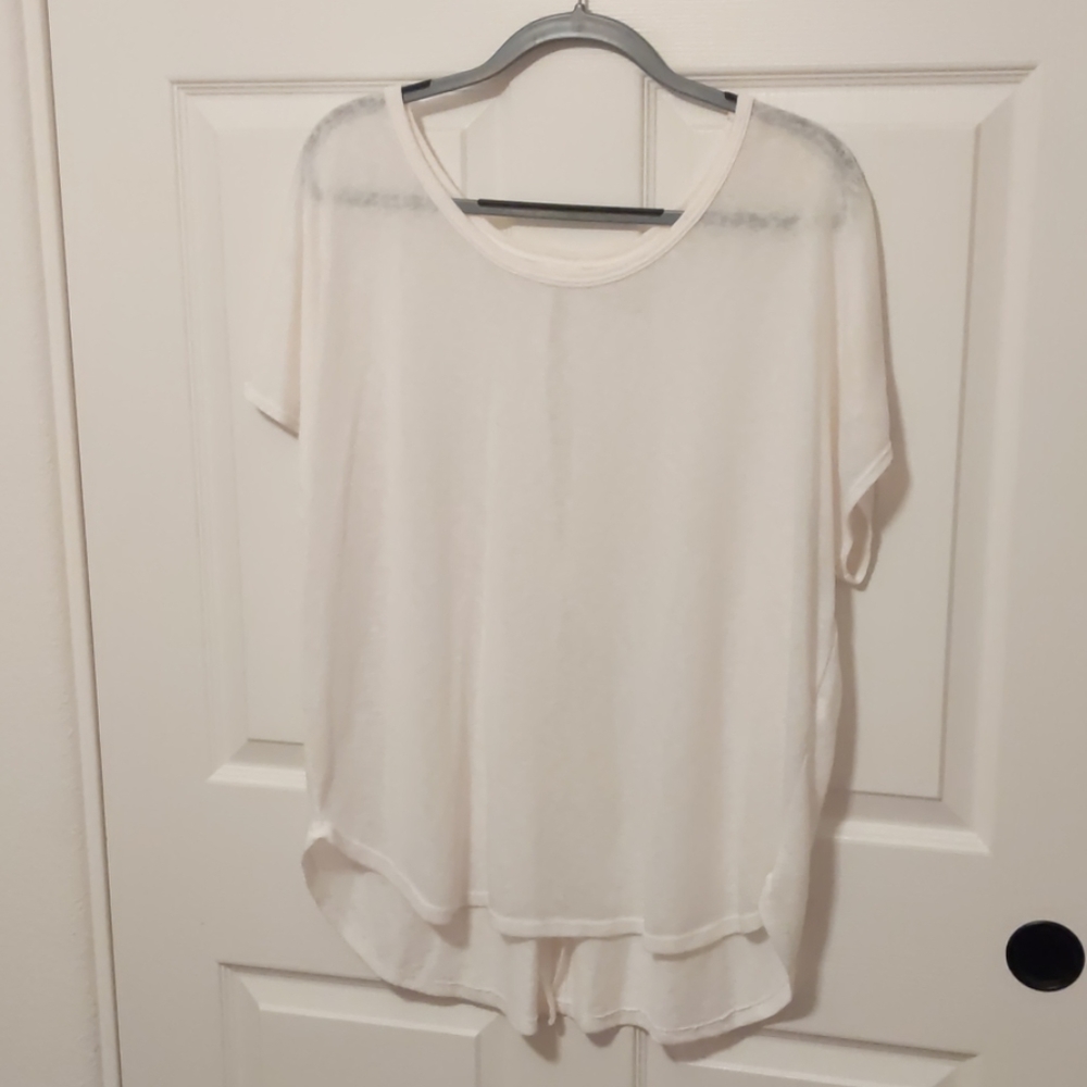 Lane Bryant Cream Split Back Blouse